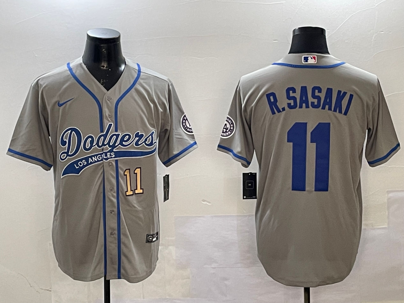 Men Los Angeles Dodgers #11 R Sasaki grey 2025 MLB nike jersey style 1->los angeles dodgers->MLB Jersey